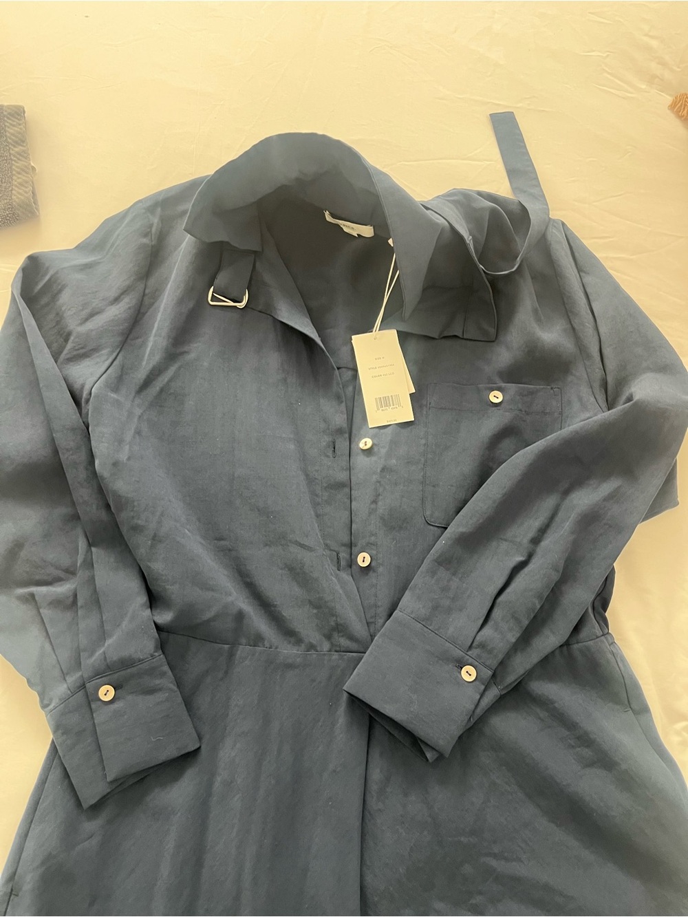 Vince Navy Blue Button-Front Shirt Dress - Picture 4 of 7